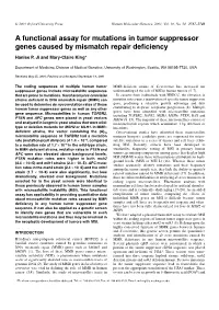 A Functional Assay for Mutations in Tumor Suppressor Genes Caused by Mismatch Repair Deficiency