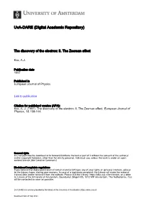 Discovery of the Electron: II. the Zeeman Effect