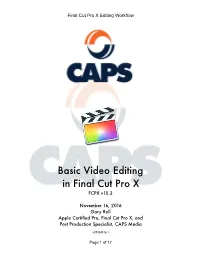 FCPX Editing Workflow 10.3