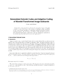 Generalized Golomb Codes and Adaptive Coding of Wavelet-Transformed Image Subbands