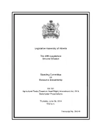 Legislative Assembly of Alberta the 28Th Legislature Second Session