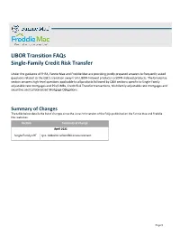 LIBOR Transition Faqs Single-Family Credit Risk Transfer