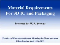 Material Requirements for 3D IC and Packaging