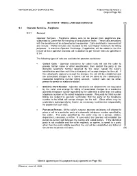 MISCELLANEOUS SERVICES 9.1 Operator Services
