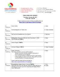 Public Meeting Access Will Be Provided Online At