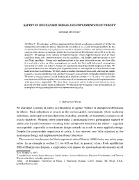 Safety in Mechanism Design and Implementation Theory†
