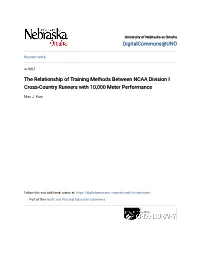 The Relationship of Training Methods Between NCAA Division I Cross-Country Runners with 10,000 Meter Performance