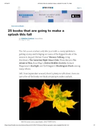 25 Books That Are Going to Make a Splash This Fall | the Star