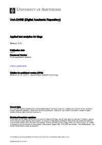 Applied Text Analytics for Blogs
