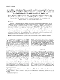Acute Effect of Sodium Nitroprusside on Microvascular Dysfunction In