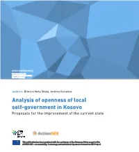Analysis of Openness of Local Self-Government in Kosovo Proposals for the Improvement of the Current State