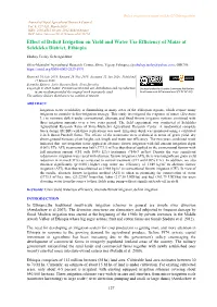 Effect of Deficit Irrigation on Yield and Water Use Efficiency of Maize at Selekleka District, Ethiopia