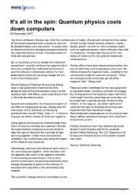 Quantum Physics Cools Down Computers 25 September 2007