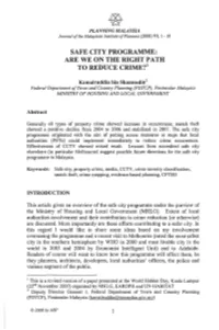 Safe City Programme: Are We on the Right Path to Reduce Crime?1