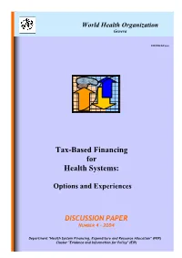 Tax-Based Financing for Health Systems