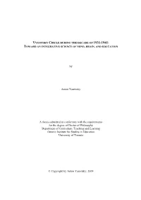 By Anton Yasnitsky a Thesis Submitted in Conformity with the Requirements