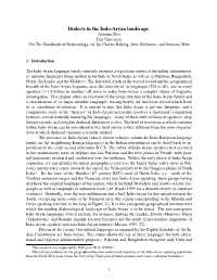 Dialects in the Indo-Aryan Landscape Ashwini Deo Yale University for the Handbook of Dialectology, Ed