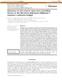Dynamics of Soil Erosion Rates and Controlling Factors in the Northern Ethiopian Highlands – Towards a Sediment Budget