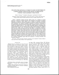Headwater Riparian Forest-Floor Invertebrate Communities Associated with Alternative Forest Management Practices