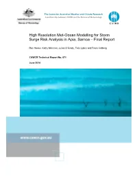High Resolution Met-Ocean Modelling for Storm Surge Risk Analysis in Apia, Samoa – Final Report
