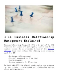 ITIL Business Relationship Management Explained