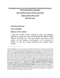 Reflections from Kenya's 2010 Transformative Constitution
