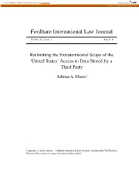 Rethinking the Extraterritorial Scope of the United States' Access to Data Stored by a Third Party