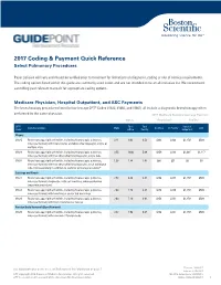 2017 Pulmonary Coding and Payment Quick Reference