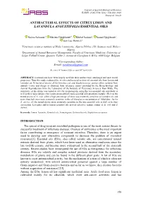 Antibacterial Effects of Citrus Limon and Lavandula Angustifolia Essential Oils