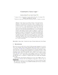 Constructive Game Logic ⋆