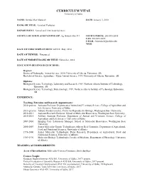 CURRICULUM VITAE University of Idaho