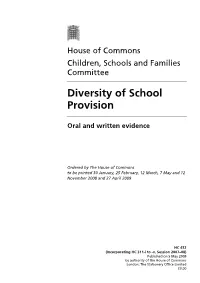 Diversity of School Provision