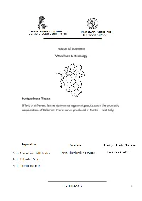 Master of Science in Viticulture & Oenology Postgraduate Thesis