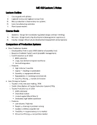 ME 410 Lecture 1 Notes Lecture Outline I
