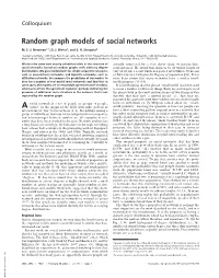Random Graph Models of Social Networks