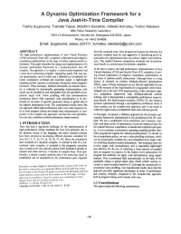 A Dynamic Optimization Framework for a Java Just-In-Time Compiler