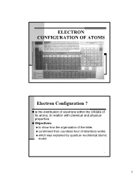 ELECTRON CONFIGURATION of ATOMS Electron Configuration ?