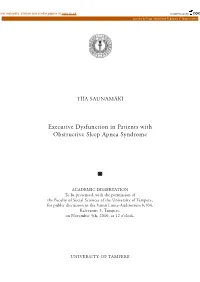 Executive Dysfunction in Patients with Obstructive Sleep Apnea Syndrome