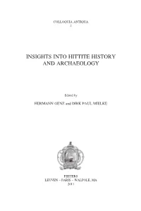 Insights Into Hittite History and Archaeology