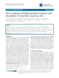 Non-Contiguous Finished Genome Sequence and Description of Clostridium Saudii Sp
