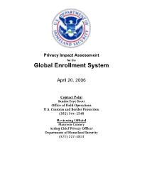 Privacy Impact Assessment for the Global Enrollment System