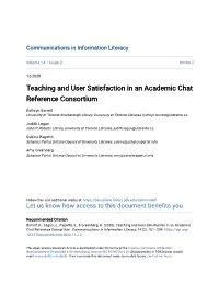 Teaching and User Satisfaction in an Academic Chat Reference Consortium