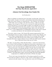 The Banjo NEWSLETTER Old-Time Way Review, April 2014