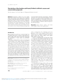 The Decline of the Aeolian Wall Lizard, Podarcis Raffonei: Causes and Conservation Proposals