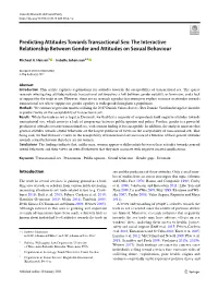 The Interactive Relationship Between Gender and Attitudes on Sexual Behaviour