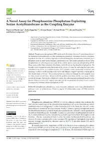 A Novel Assay for Phosphoserine Phosphatase Exploiting Serine Acetyltransferase As the Coupling Enzyme