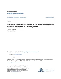 Changes in Seniority to the Quorum of the Twelve Apostles of the Church of Jesus Christ of Latter-Day Saints