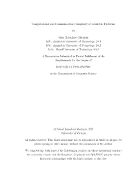 Computational and Communication Complexity of Geometric Problems