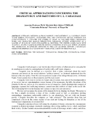 Critical Appreciations Concerning the Dramaturgy and Sketches of I