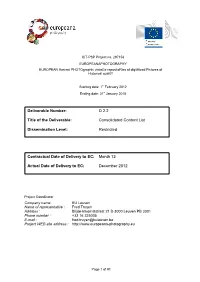 D 2.2 Title of the Deliverable: Consolidated Content List
